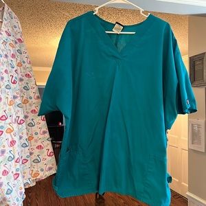 Teal scrub top two pocket, 3X, Cherokee workwear